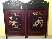 Pair Vintage Oriental Plaques w/ Mother of Pearl B