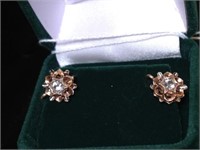 Pair Earrings 14K w/ Diamonds