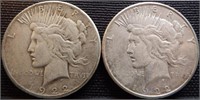 (2) 1922-S Peace Silver Dollars - Coins