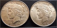 (2) 1922 Peace Silver Dollars - Coins
