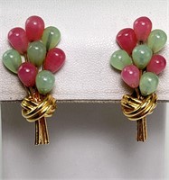Vintage "Jade" Signed "Corocraft" Clip Earrings
