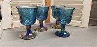 Blue Carnival Glass Goblets by Indiana Glass,