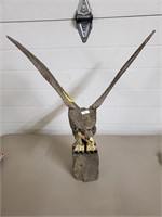 Wood Carved Bald Eagle Sculpture