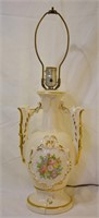 ca. 1940's Porcelain Rose & Gilt Table Lamp