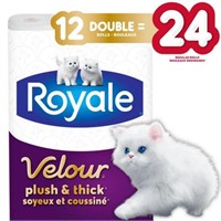 Royale Velour, Plush and Thick Toilet Paper, 12