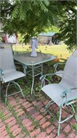 Outdoor table and chairs with plastic angle
