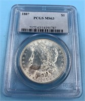 PCGS Graded, MS 63, Morgan Silver dollar  1887