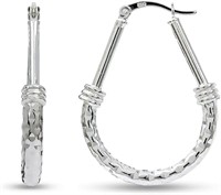 Sterling Silver Shimmering Hoop Earrings