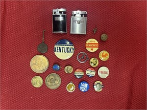 Political Pins, WWI pin,  coins/tokens, l