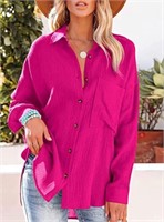 L Esmeling Womens Casual Oversized Button Down