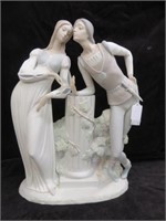 LLADRO "MAN AND WOMAN LEANING ON COLUMN" SCULPTURE