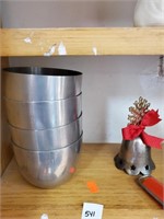 Shelf Lot-Towle Pewter Cups, Vtg. Utensils & Bell
