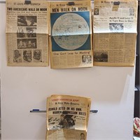 Vintage NASA, Apollo, and Kennedy Newspapers Lot