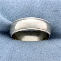 Mens Beaded Edge Milgrain Wedding Band Ring in 14K