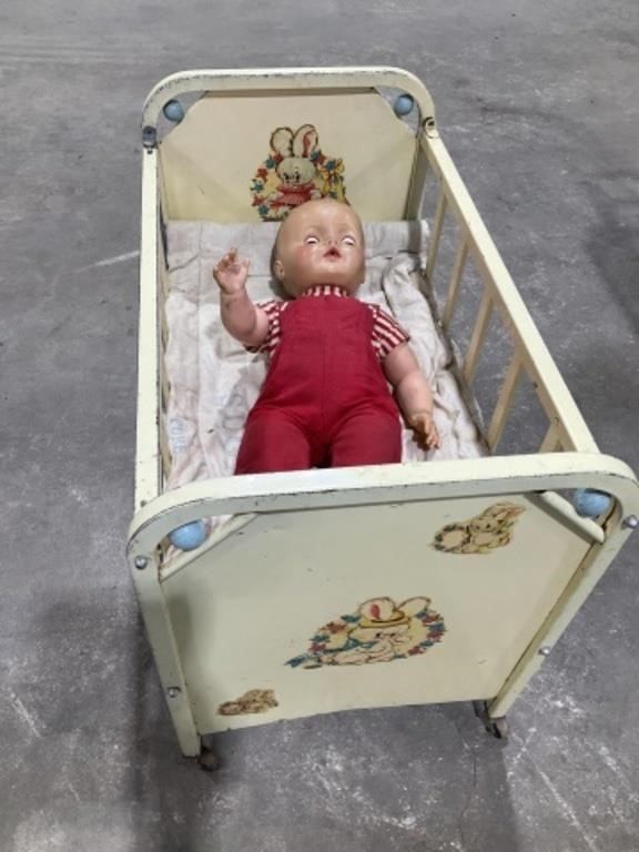 Children’s metal baby crib & doll