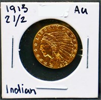 1913 Indian face $2.5 gold coin
