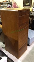 Four drawer oak wood file cabinet, no key,