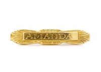 Australian Art Deco 18ct yellow gold name badge