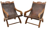 (2) 'MIGUELITO' BUTAQUE LEATHER CHAIRS, MEXICO