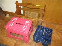 Magazine rack, basket, step stool