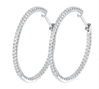 925S .86ct Moissanite Diamond Hoop Earrings