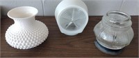 Vtg Frosted Glass Shades Hobnail Milkglass Shade