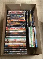 Box of DVDs includes titles such as the Da Vinci