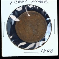 1840 Liberty Head Large One Cent Coin