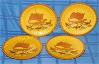 12 Pieces Stangl: Galley Ship w/ 3 Fish