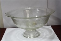 A Light Colour Amber Depression Glass Footed Bowl