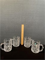 4 Tiffany & Co. Clear Rock Cut Beer Mugs