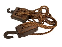 Block & Tackle Wooden Pulleys & Rope