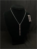 Set Sterling Silver Pendant w Chain & Earrings