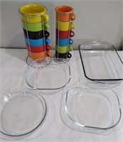 115 - COLORFUL STACKING MUGS, KITCHEN GLASS DISHES