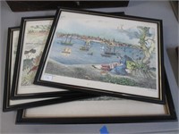 4 Framed D. Westerman Prints. NY Harbor, Hudson Ra