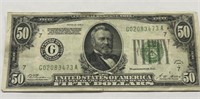 1928 A fifty dollar bill $50 Redeemable in gold