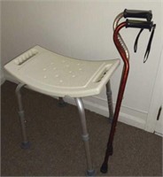 Shower bench and walking canes