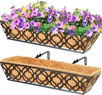 B3309  Y&M 24" Iron Window Deck Planter, 2Pcs