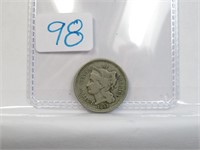 1865 P Three Cent Nickel