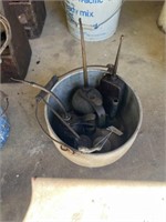 Bucket of Oil Cans etc.