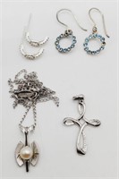(N) Sterling Silver Pierced Earrings (1/2" to 1"