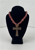 Native American Trade Bead Cross Necklace
