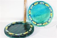 Four signed Jen Mitchell hand blown plates