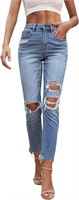 OFLUCK Women Stretch Ripped High Waisted Jeans