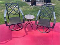 2 swivel chairs and table outdoor set