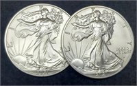 (2) 2021 Type 2 Silver Eagles