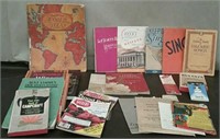 Box-Song Books, Recipe Books, World Atlas, Vintage