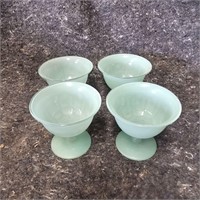 Matte Light Green Glass Pedastal Sherbet Bowls