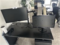 2 Samsung & Benq LCD Monitors & Desk Top Bracket