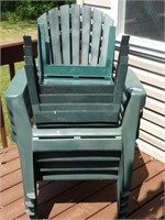 Set of 4 Plastic Adirondack Chairs & Ottomans